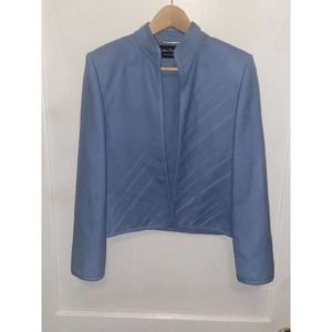 Louis Feraud Vintage Womens Wool Powder Blue Blazer Jacket Size 38 100% Wool